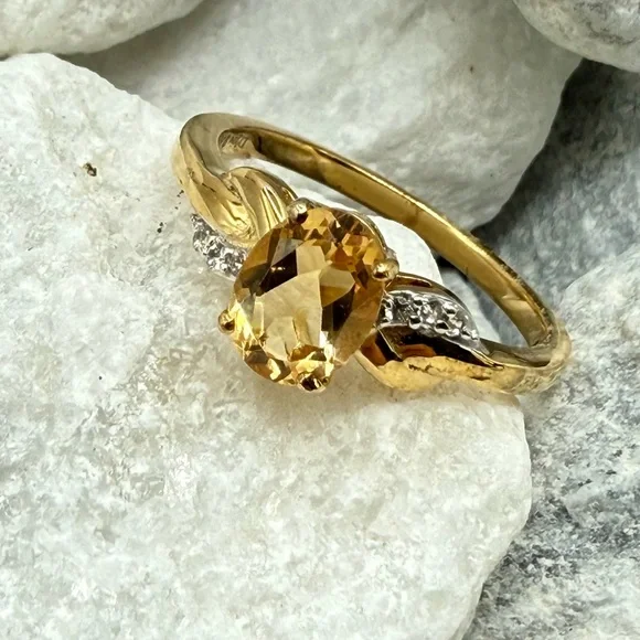 Brazilian Citrine Ring 1.25CTW 14K YG Over 925 Silver Sz 9 NWT - Picture 8 of 17
